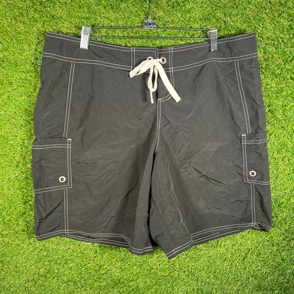 Tommy‎ Bahama Mens XL Black Board Shorts Cargo Swim Trunks Contrast Stitch